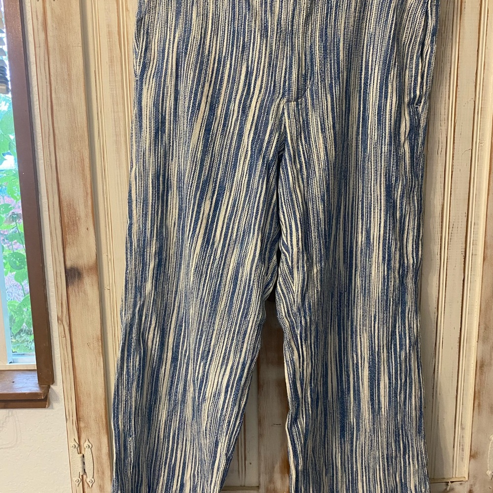 Free People Blue and White Wide Leg Pants